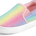 K KomForme Toddler Girls Boys Shoes Little Kids Slip on Canvas Sneakers for Running/Walking (Gradient Glitter) 12