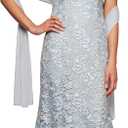 Alex Evenings Women's Long Sleeveless Mother of The Bride Dress with Shawl (Petite and Regular Sizes) (12, Light Blue Lace)