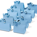 Vitalizart Paper Gift Bags With Ribbon Handles Set of 10 Blue Bulk Reusable For Gift Wrap Girls Kids Birthday Bridal Shower Party Favors Goodie Bags Candy Toys Christmas 7.87"x3.54"x7.09" Small Size