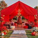 50ftx40ft Red Ceiling Curtain for Valentines Day Decoration 10 Panels Wrinkle-Free 40 FT Long Tent Draping Curtains for Wedding, Birthday & Theme Parties, 40ft Height with Rod Pocket, 60"w X 480"l