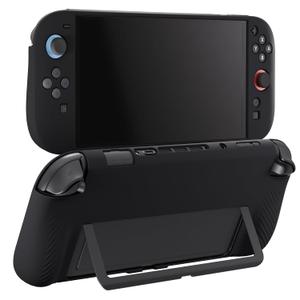 DaierTek Silicone Case for Switch 2(2025) Black Soft Rubber Cover Protector Anti-Scratch Grip Design for Switch2 and Joy-con Anti-Scratch Anti-Slip