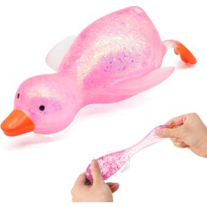 Cute Duck Squishy Sugar Stress Ball, Soft Duck Stress Relief Sugar Ball Squishy Ultra Squishy and Moldable Slow Rise Relaxing Sensory Stress for Anxiety (Pink)