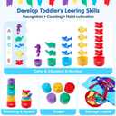 Montessori Toys for 1-2 Year Old - Cloth Ocean Fishing Game with Stacking Cups, Toddler Learning Toy for 12-18 Months, First Birthday Gifts for 1 Year Old Boy Girl, Learn Count and Sort Colors