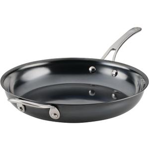 Anolon Everlast N2 Carbon Steel Frying Pan/Skillet with Helper Handle Compatible with All Cooktops, Metal Utensil Safe, 12 Inch - Black