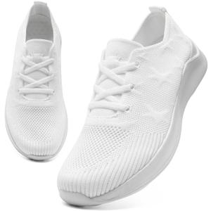 Women's Walking Sneakers Non Slip Shoes for Women Tennis Athletic Workout Gym Fashion Shoes Running Sneakers Comfortable Breathable and Lightweight (8, Whitec)