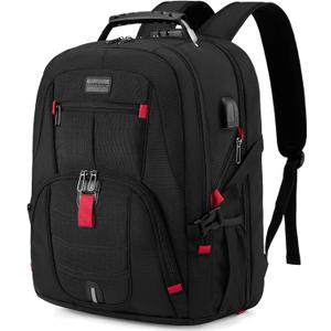 LOVEVOOK Travel Laptop Backpack Waterproof Anti Theft with Lock and USB Charging Port Large Computer Business Backpack for Men Women College (17 inch, Black)