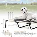 GrandTies Cooling Elevated Dog Bed with Canopy XL Portable Pet Cot for Outdoor & Indoor Use Waterproof Removable Shade, Breathable Mesh, Slip-Resistant Feet, Easy Assembly Ivory White