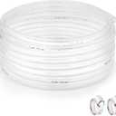 Clear Plastic Tubing 1/2" ID  5/8" OD -100 Ft Dimensions 60PSI,Flexible Vinyl Tubing BPA Free Non-Toxic, Multipurpose Hybrid Clear Reinforced Tube with 2 Screw Clamps