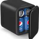 CROWNFUL Mini Fridge, 4 Liter/6 Cans Portable Skincare Fridge, AC/12V DC Cooler and Warmer Personal Refrigerator for Bedroom, Car, Dorm, Office, Food, ETL Listed Black