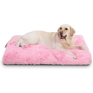 Vonabem XL Dog Bed Large Crate Pad, Washable Pink Pet Beds, Deluxe Plush Soft Crate Bed 42 inch, Dog Mats for Sleeping, Anti-Slip Kennel Pad 41 * 27 inch (41.0"L x 27.0"W x 2.0"Th)