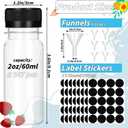 165 Pcs 2 oz Small Plastic Juice Bottles with Black Caps Mini Clear Ginger Shot Containers with Tamper Proof Lids Reusable Travel Bottles with Funnels Labels for Juice Milk Water Other Beverages