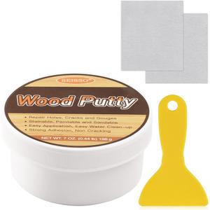 SEISSO Wood Putty, Water-Based Woods Filler, White Wooden Putty for Trim, Woods Filler Paintable, Stainable, Wooden Furniture Repair kit - Restore Wooden Table, Cabinet, Floors, Door (7 OZ)
