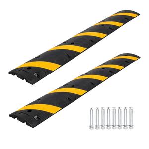 6FT Rubber Speed Bumps (2 Pack), 66000 LB Capacity Heavy-Duty Speed Humps for Parking Lots, Roads, Schools, Warehouses, Hotels 72inch