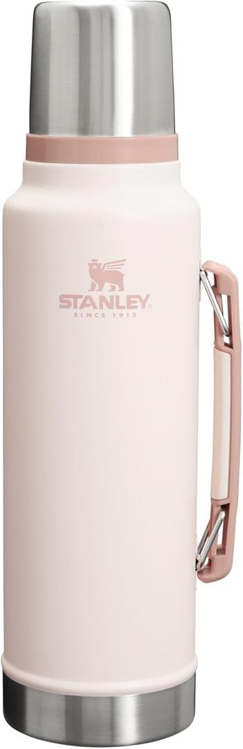 Stanley Classic Legendary Vacuum Bottle 1.5 qt | Wide Mouth with Leakproof Cup Lid | Keep Drinks Hot or Cold | Packable for Travel | Insulated Stainless Steel Thermal Bottle | BPA-Free | Rose Quartz