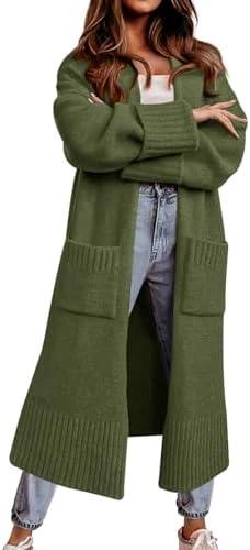 Danedvi Cardigan Sweaters for Women Fall Open Front Knit Cardigans Duster Coat Size L