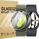 Suoman 4-Pack Screen Protector for Samsung Galaxy Watch 7/6/5/4 44mm, Tempered Glass Protectors Perfectly Fit for Galaxy 44mm Smartwatches (Clear)