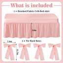 SmoothNovelty Pink Crib Bed Skirts with 4 Large Cot Bow 28" x 52" Baby Crib Skirt for Boys Girls Nursery Toddler Bedskirt Dust Ruffle 14" Drop