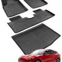 for Mustang Mach E Floor Mats & Cargo Liner 2021–2026, Custom Fit All Weather TPE Car Mats for Mach E Accessories, 1st & 2nd Row Heavy-Duty Black Floor Liners for Ford Mustang Mach-E by DiffCar
