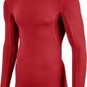 CHAMPRO Boys' Youth Lightning Long Sleeve Compression Shirt (Large, Scarlet)