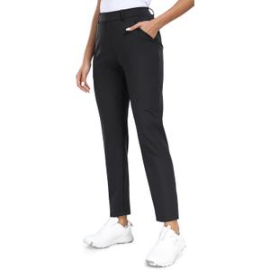IUGA Stretchy Work Pants for Women 7/8 Ankle Golf Pants Pull On Business Casual Travel Dress Pants with Pockets (Black, M)