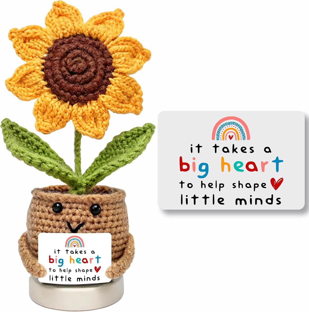 Teacher Appreciation Gifts for Women, Teacher gifts for Women - Gifts for Teachers Appreciation Week, End of Year, Birthday, Back To School - Positive Crochet Sunflower Handmade, Teacher Crochet Gift