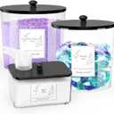 3 Pack Laundry Powder Container & Dryer Sheet Holder, Plastic Laundry Room Organization and Storage Jars with Lids, Labels & Scoops for Powder, Detergent, Scent Booster (Black Lid)