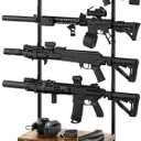 Gun Rack, Indoor Gun Racks for Wall Mount Gun Display Stand, Floor Gun Stand Holds up 5 Guns Storage Airgun Rifle Holder Hunting Gun Shelf (Black, Medium-17.3" L)