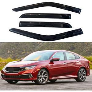 IG Window Visor for Honda Civic Sedan 2016-2021, Rain Guard Tape-On Extra Durable Sun Wind Side Vent Window Deflector Mugen Style, 2016 2017 2018 2019 2020 2021 (Sedan Only)