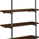 HITOMEN Industrial Iron Pipe Shelves, 2 Set 4-Tier 41.5" Tall 12" Depth, DIY Open Bookshelf Bookcase, Wall Mounted Vintage Retro Shelving, Rustic Farmhouse Pantry Kitchen Storage, Black Shelf Brackets
