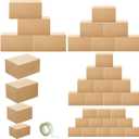 Outus 32 Pack 4 Sizes Shipping Boxes Mailers Corrugated Cardboard Box Kraft Mailing Boxes Small Packing Box with Packaging Tape for Shipping Packing Mailing (Kraft Color,Large)