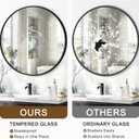 Round Bathroom Mirror for Wall, 2 Pack 26" Black Circle Mirror, Tempered Glass Bathroom Mirror for Over Sink, Modern Metal Framed Round Vanity Mirror for Entryway, Bedroom, Living Room