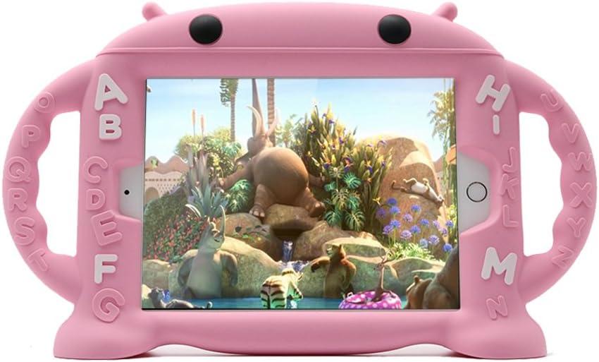 Kids Case for iPad Mini 5/4/3/2/1 Shockproof Silicone Protective Cover Handle Stand Case Fit Apple New iPad Mini 5th Generation 7.9" 2019 [CHINFAI Cartoon Robot Series] (Pink)