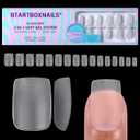 BTArtboxnails XCOATTIPS Clear Soft Gel Short Square Nail Tips - 16 Sizes, Double Sided Pre-etched, Pre-shaped, Easy-to-Apply, Soak Off, Salon Quality Value at Home, 160 Fake Nails