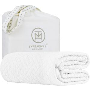 Threadmill Luxury Cotton Blankets for King Size Bed | All-Season Cozy 100% Cotton Blanket | Criss Cross Jacquard Soft & Lightweight Coverlet fits California King Size Bed, 104x92 | White (King / Cal King, Classic White)