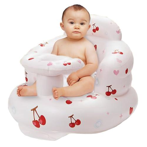 Inflatable Baby Seat for Babies Toddlers Floor Chair Sitting Up Pump Blow Up for Infant Ages 3 6 12 18 24 36 Months Boys Girls Sofa Toys Activity Christmas Stocking Stuffers (Lovely Cherry)