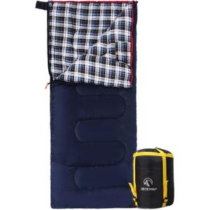 REDCAMP Outdoors Cotton Flannel Sleeping bag for Camping Hiking Climbing Backpacking, 3-season Trip Warm S Envelope Sleeping Bags 75 by 33 Inches (Navy Blue with 2lbs Filling)