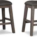 Signature Design by Ashley Caitbrook Rustic 24.4" Counter Height Upholstered Barstool, 2 Count, Grey 