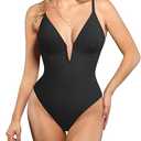 Popilush Tummy Control Swimsuits for Women Built in Shapewear Deep V Neck One Piece Swimsuit Slimming Swimwear L