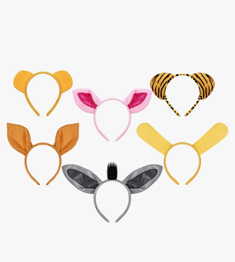 Cindeer 6 Pcs Animal Ears Headbands Party Favors, Halloween Bear Bunny Ear Zoo Animal Costume Headband Plush Ear Hair Hoop