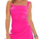 Aleumdr Women Vintage Tummy Control Two Piece Tankini Swimsuits Swimdress Push up Swimwear Bathing Suits (Large, Rose)