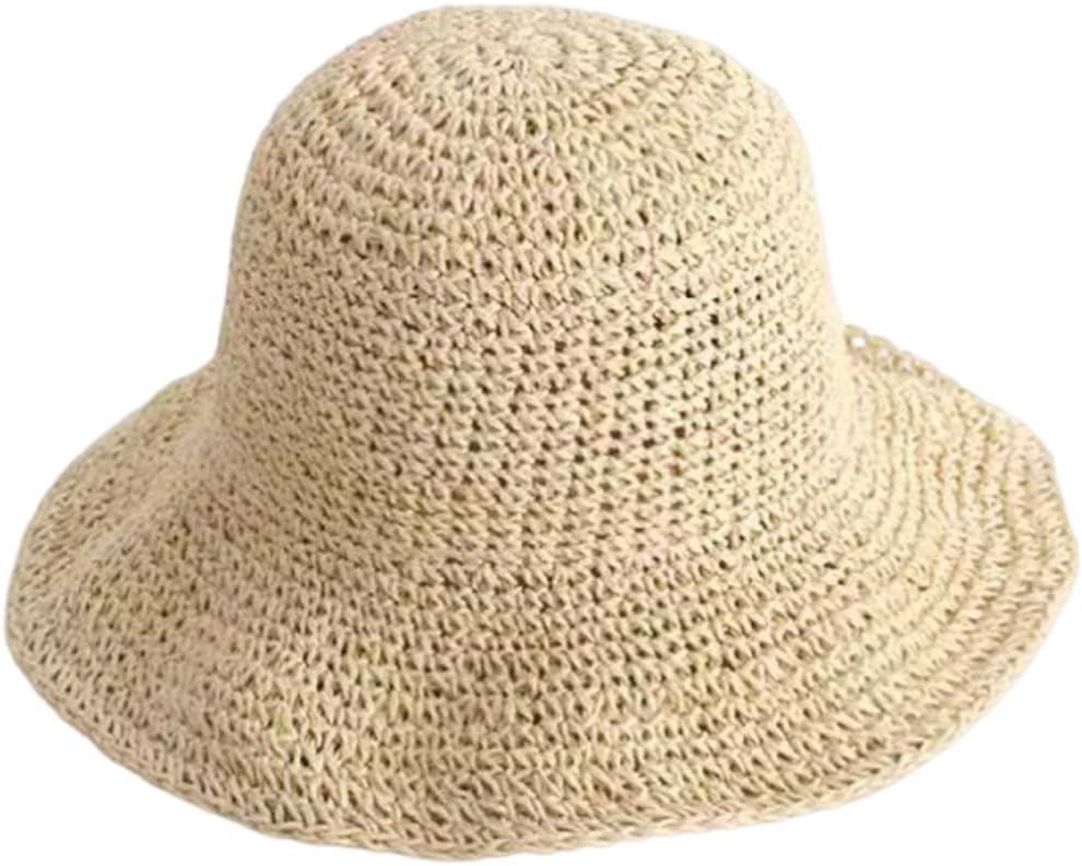 KORADI Womens Sun Hats Straw Hat Summer Beach Hats Foldable Floppy Cap Wide Brim Woven Bucket Hat
