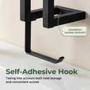 SpaceTime Toilet Paper Holder with Hook for 5 Rolls,Wall Mounted Toilet Paper Storage Holder,Modern Matte Black Carbon Steel Tissue Roll Holder with Reserve Rack for Bathroom,Kitchen & Washroom