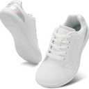 relxfeet Women's Minimalist Barefoot Shoes Zero Drop Walking Shoes Lightweight Fashion Sneakers Wide Toe Box (6.5 Wide, Bright White)