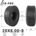AR-PRO 20x8.00-8 Lawn Tractor Riding Mower Turf Tires Heavy-Duty 4 Ply Tubeless Tire Replacement for Zero Turn Mowers, ATVs, Garden Tractors, Golf Carts Set of 2 No Rim