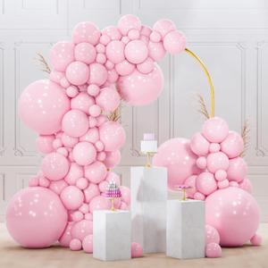 PartyWoo Light Pink Balloons 120pcs Different Sizes of 18 12 10 5 Inch Pastel Pale Baby Pink Balloon Arch Kit Garland for Baby Shower Bachelorette Bridal Shower Birthday Party Decorations Pink-Y48