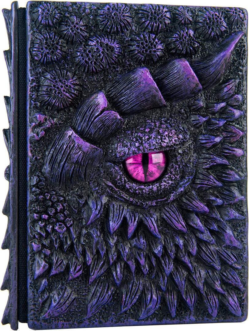 3D Dragon Eye Embossed Resin Engraving Notebook,Dnd notebook for Dragon Lovers Blank Paper,Hardcover Travel Notepad for Writing,Sketchbook,Collection,Gift,Decoration A4 and A5 Size (A5-Dark Purple)
