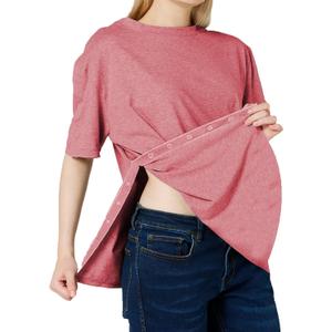 Post Shoulder Surgery Shirts for Women-Full Snap-Open Arm Shoulder Recovery Clothing-Chemo Clothing (Small, Red)
