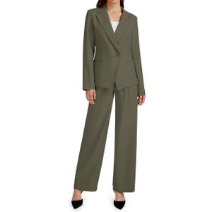 Casly Lamiit 2 Piece Outfits for Women Business Casual Single Button Blazer Jacket and Wide Leg Pants Matching Suit Sets, 2XL