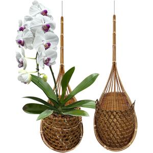 Handmade 100% Thai Bamboo Super Sanctuary Hanging Orchid Basket - 6 Inch Set of 2 (6 Inch 2-pack)