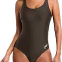beautyin Women's Pro One Piece Swimsuit Women Athletic Swimming Bathing Suit (Large, Brown/Logo)